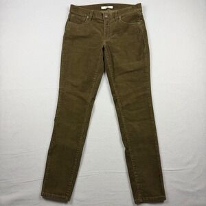 Fossil Womens 29 Olive Green Corduroy Low Rise Slim Straight Pants Talon Zip
